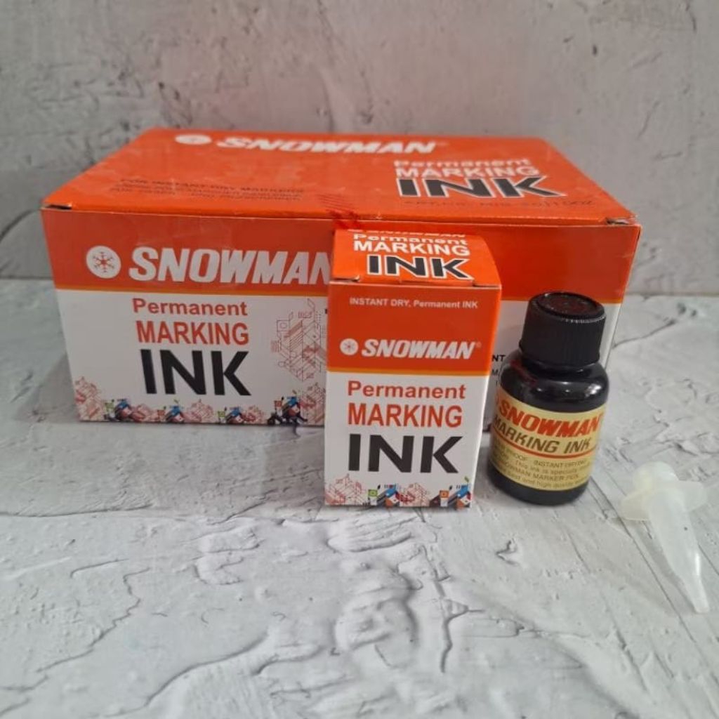(1 LUSIN 12 PCS) TINTA SNOWMAN PERMANEN / REFILL Spidol Snowman Permanen