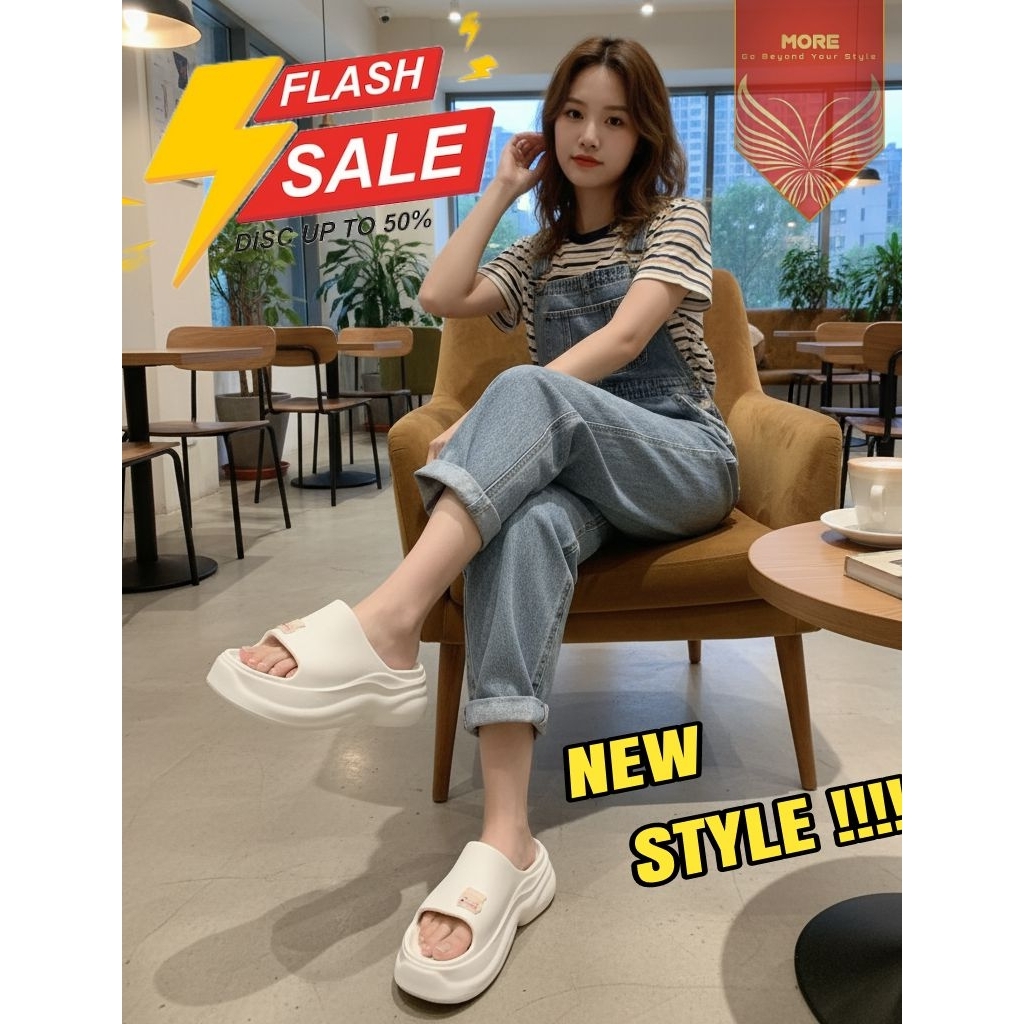 Sendal slop wanita, Sendal karet wanita, Sendal wanita tebal, Sendal slop cewek, sendal model korean
