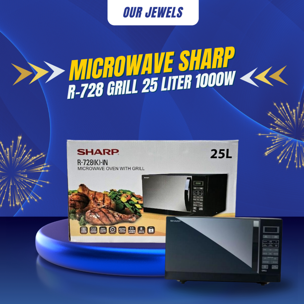 Sharp Microwave R-728 Grill 25 Liter 1000W – Oven Listrik Pemanggang & Pemanas Makanan Serbaguna