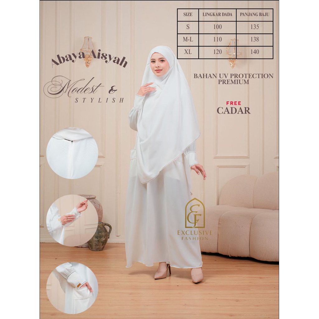 Grosir Abaya Anti Uv Aisyah Premium Bahan Sabrina Antiuv Gamis SyarI Elegan & Nyaman Free Cadar