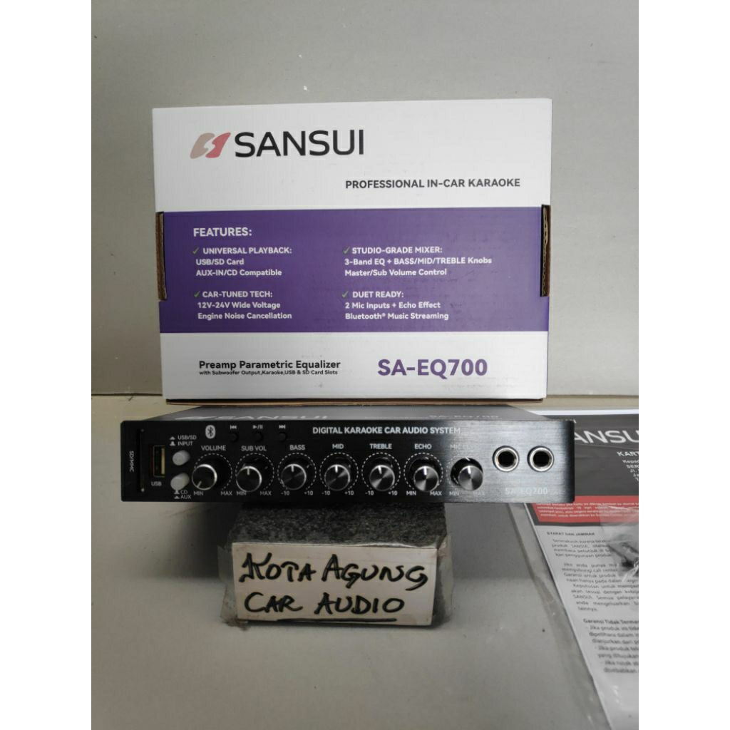 SANSUI SA-EQ700 Preamp Parametric Equalizer with Subwoofer Output, Karaoke, USB & SD Card Slots, Blu