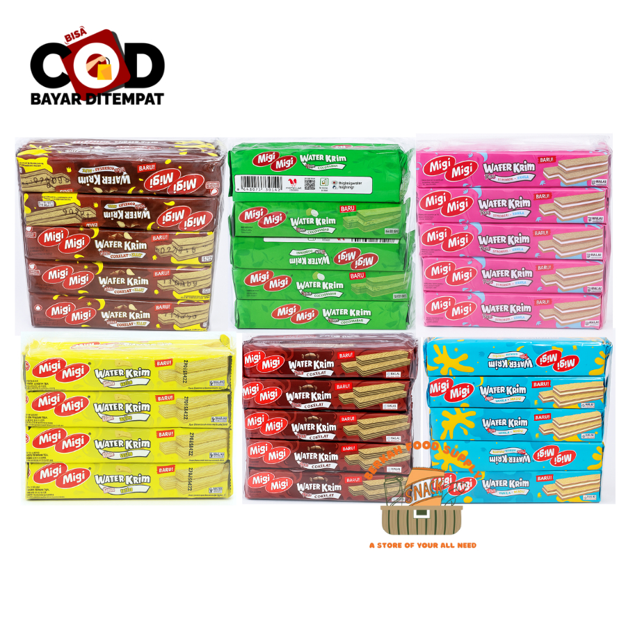 [ BERKAH ] Migi Migi Wafer Krim Pack Isi 10 X 10gr Migimigi Keju Cokelat Cocopandan Vanila Cokelat M