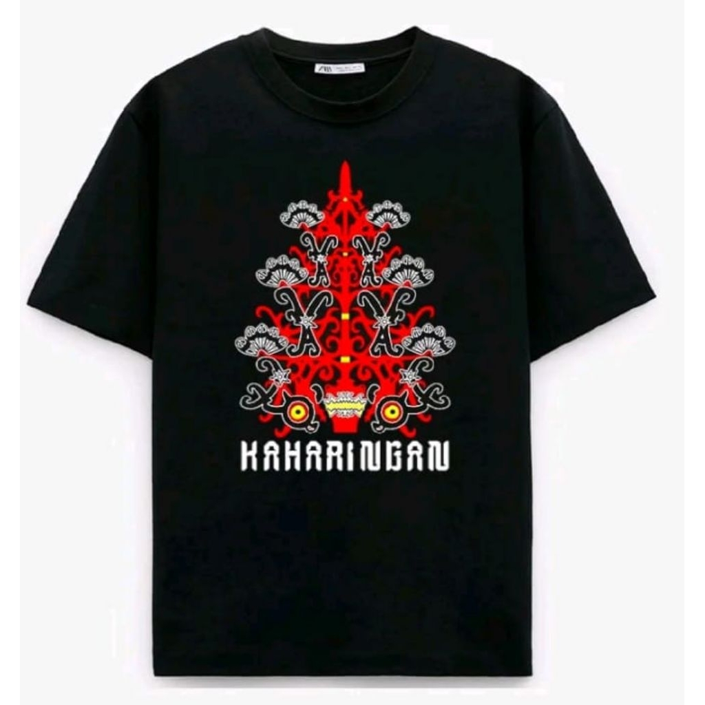 KAOS  Kaharingan Dayak Kalimantan - Kaos Budaya Dayak  Baju Hitam Unisex