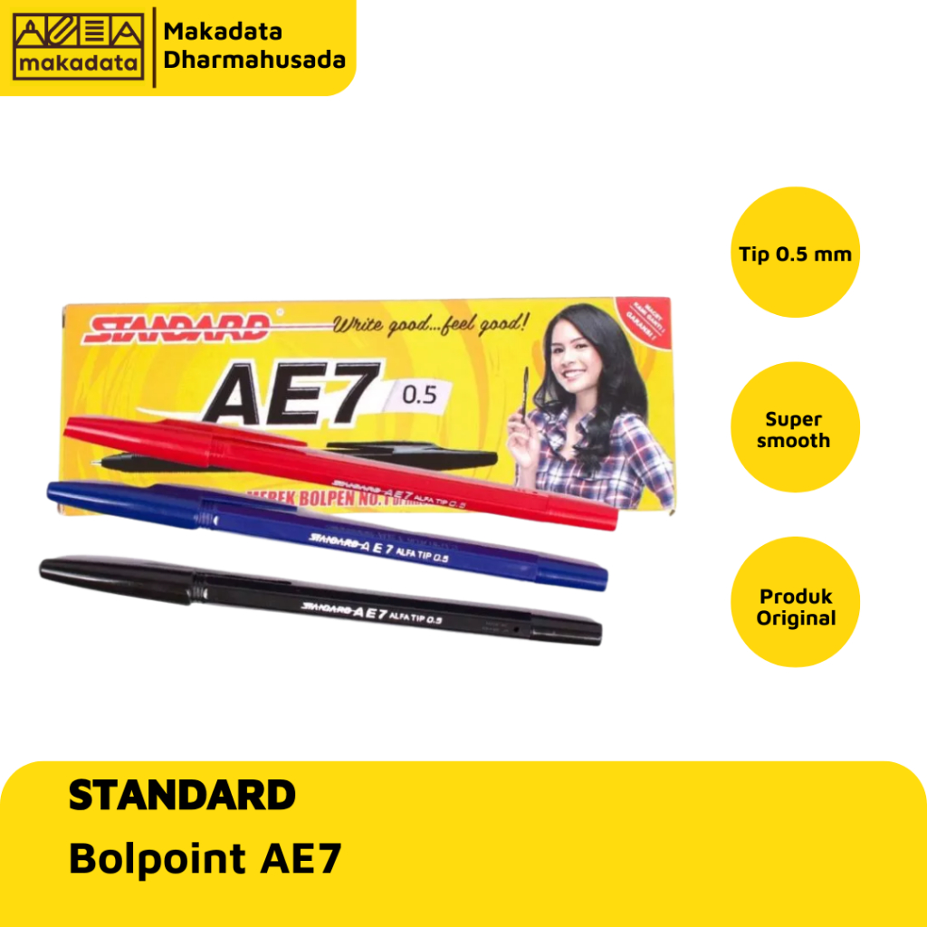 BALLPOINT | BOLPEN | PULPEN STANDARD AE7 MERAH 0.5 (1 PACK)