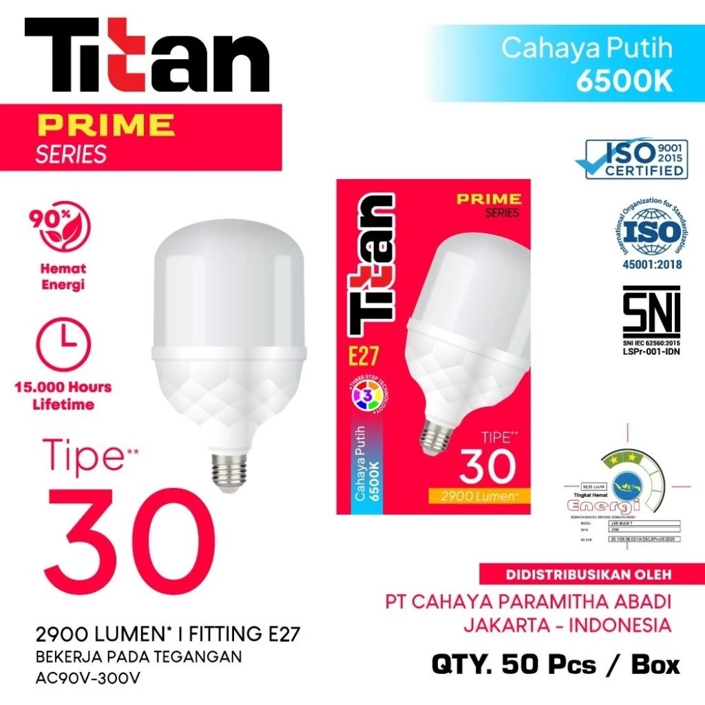 Led Titan Prime Series 6w 10w 14w 20w 30w 40w 50w 60w T Bulb - Lampu Led Titan Prime Capsule // Led 