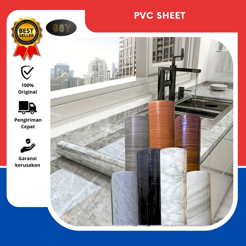 PVC SHEET  (Sudah ada Lem)//Deco Sheet pelapis furniture/ sticker murah pvc sheet/ motif marmer/ mot