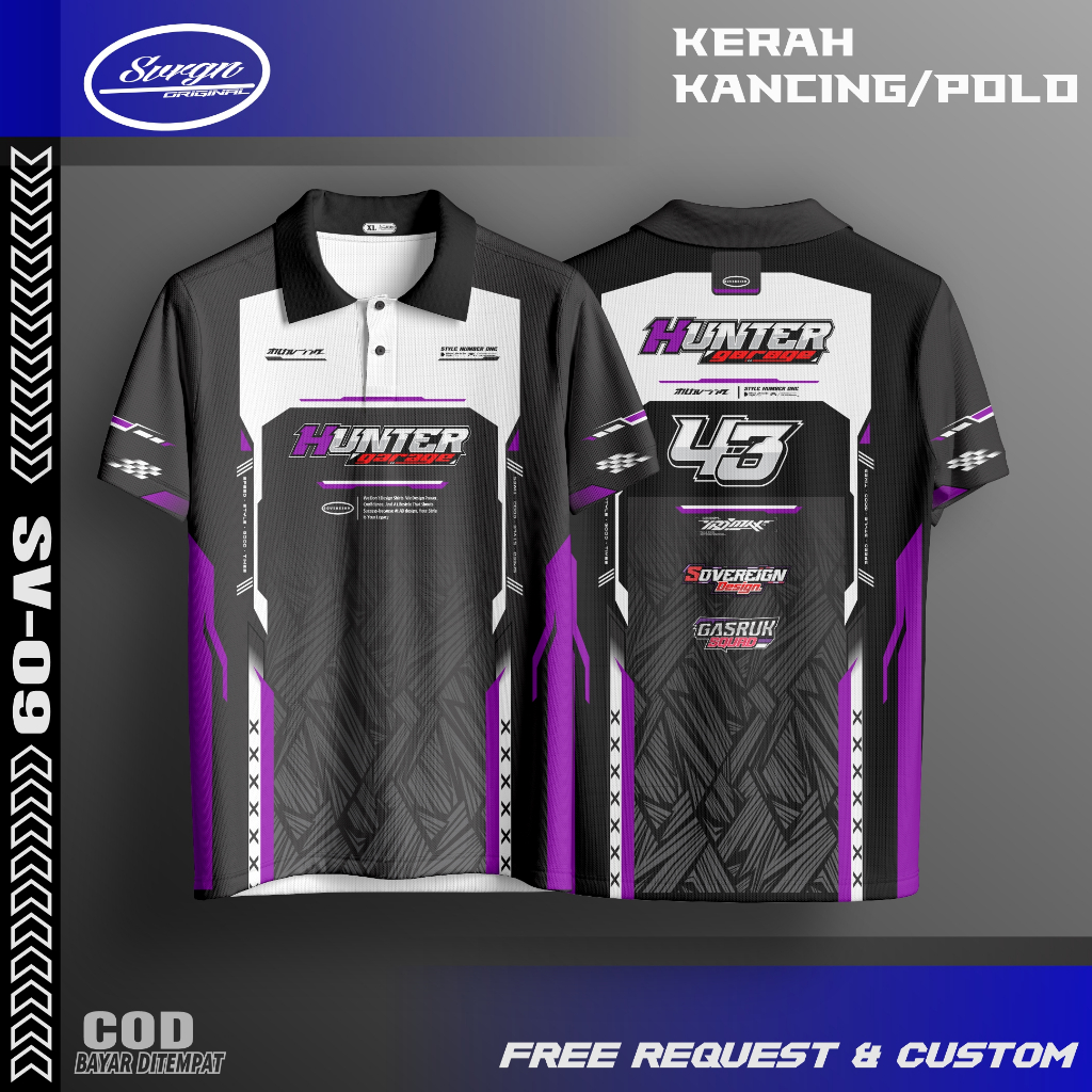 JERSEY RACING HUNTER GARAGE SOVEREIGN DESIGN  CUSTOM BISA CUSTOM NAMA NOMOR BEBAS SVG-09