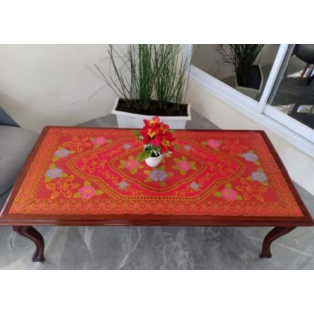 Taplak meja vinyl taplak meja ruang tamu persegi ukuran jumbo 60x120cm