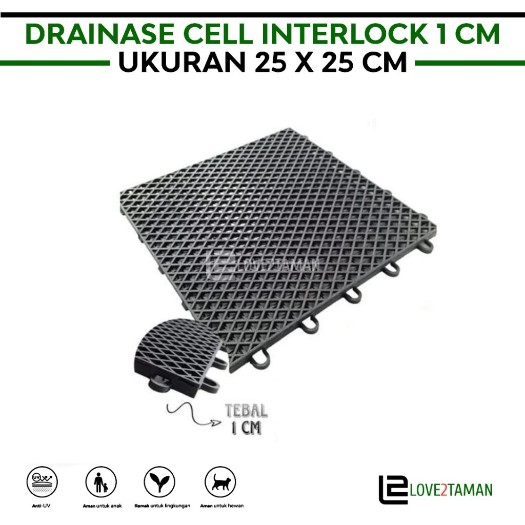 DRAINASE CELL INTERLOCK TEBAL 1 CM UKURAN 25 X 25 CM