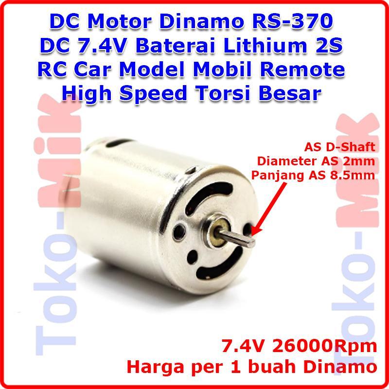 Dinamo DC Motor 370 DC 7.4V 6V-12V 2S Baterai Lithium Kecepatan Tinggi Torsi Besar RC Remote Car Mod