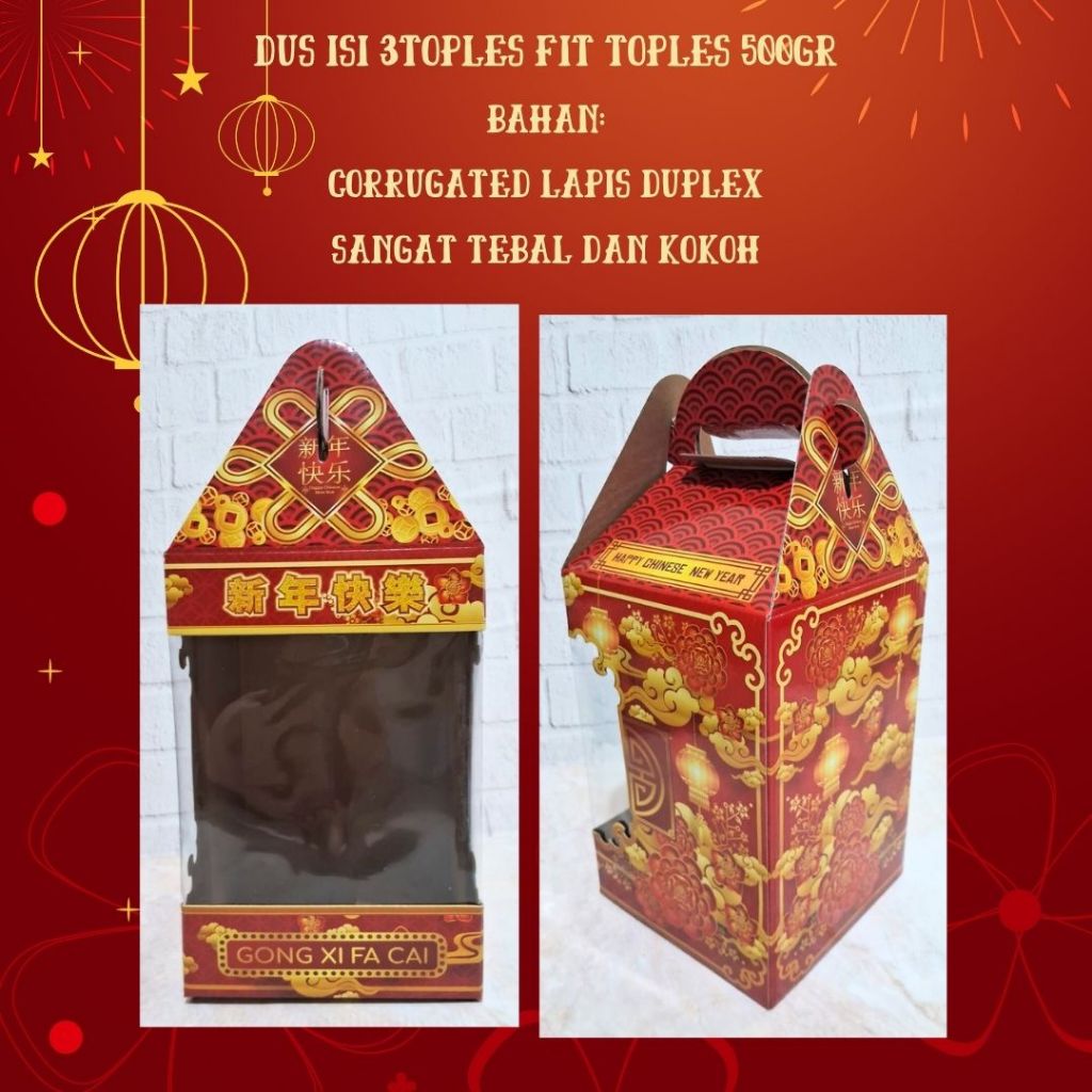 SALE Dus Toples isi 3 500gr hardtop Box Kue kering imlek chinese new year parsel hampers