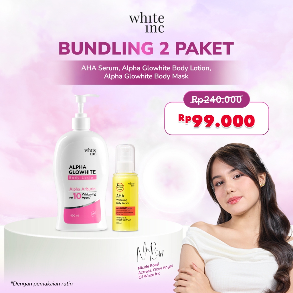[BUNDLING 2] WHITE INC AHA Body Serum + Alpha Glowhite PDRN Glucowhite TranexHya Body Lotion to Whitening & Moisturising