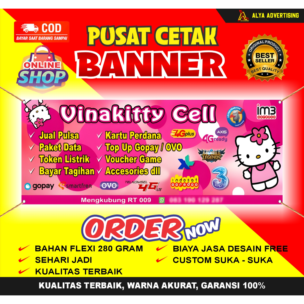 spanduk konter / spanduk toko / spanduk warung / banner transfer uang / banner jual pulsa / banner c