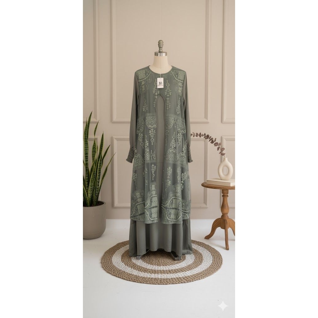 LAREEYA Dress:gamis simple dengan bahan Jaguar Premium