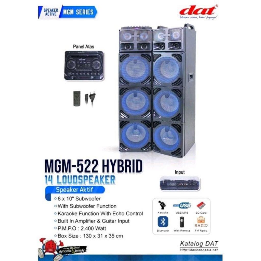 Speaker Passive Active DAT MGM 522 HYBRID / MGM522HYBRID 10inch Bluetooth harga sepasang