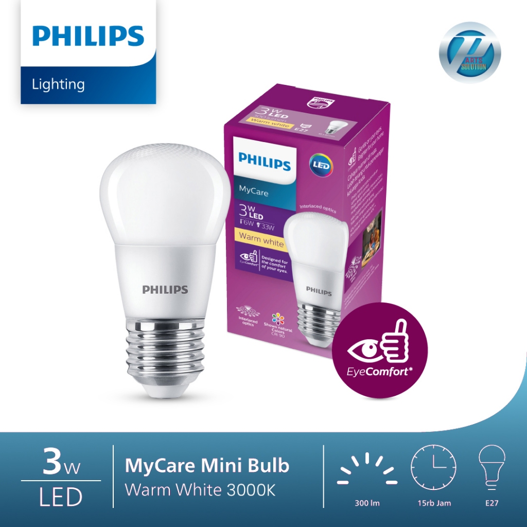 Lampu Bohlam Body Kecil 3 Watt 3W 4W 4 Watt PHILIPS LED MyCare Mini Bulb  E27 - Warna Cahaya Putih (