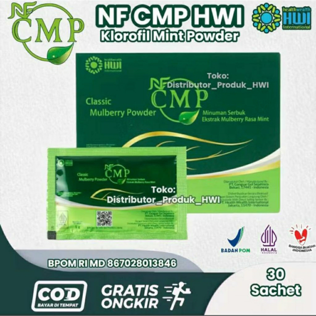 cmp hwi original 30 sachet klorofil herbal detox antioksidan rasa mint cmp asli pelangsing alami