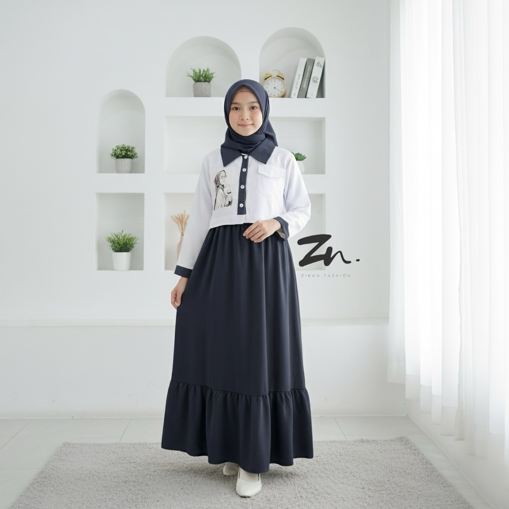 Pakaian Setcel Kids Edisi Ramadhan Baju Setelan Lebaran Anak 1-13 Tahun Setcelan Perempuan 7-12Tahun