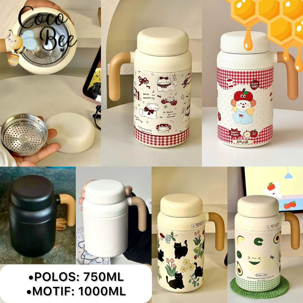 COCOBEE - Tumbler Minum / Tumbler Mug Retro Animal 1000ml Stainless SUS 316 [2250] / Tumbler Mug Ret