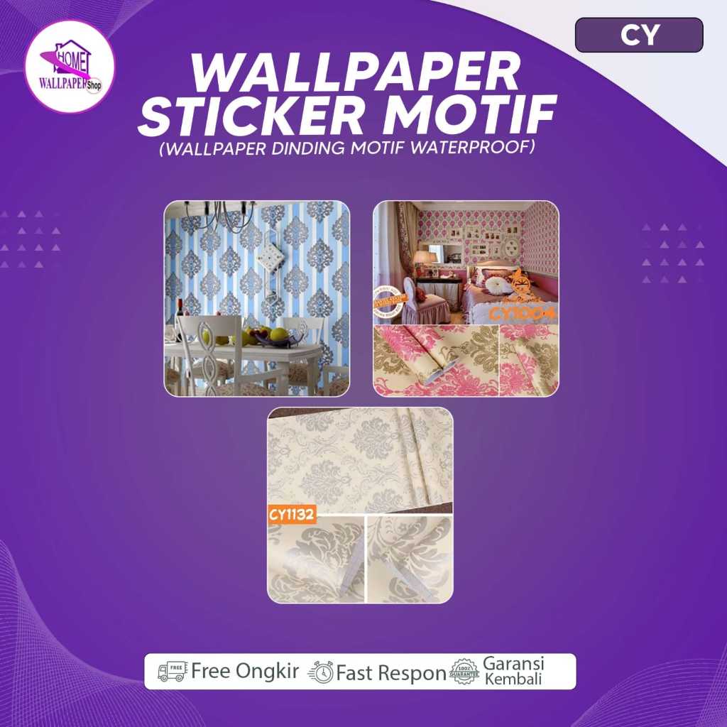 Wallpaper Dinding Motif Gold Sticker Dinding CY1132 Wallstiker Premium Quality HOME WALLPAPER SHOP