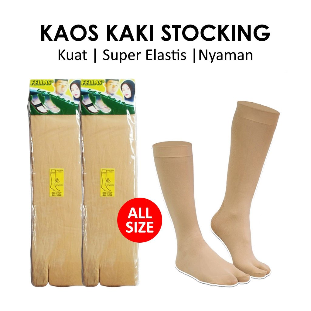 Kaos Kaki Stocking Jempol Warna Kulit Lembut dan Praktis Panjang Selutut