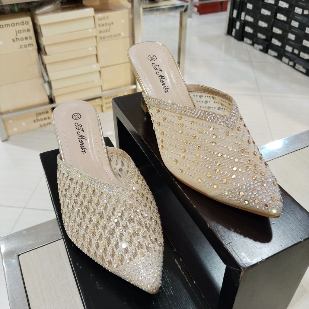 ST MORITZ‼️ sandal selop pesta wanita hak 7cm mewah