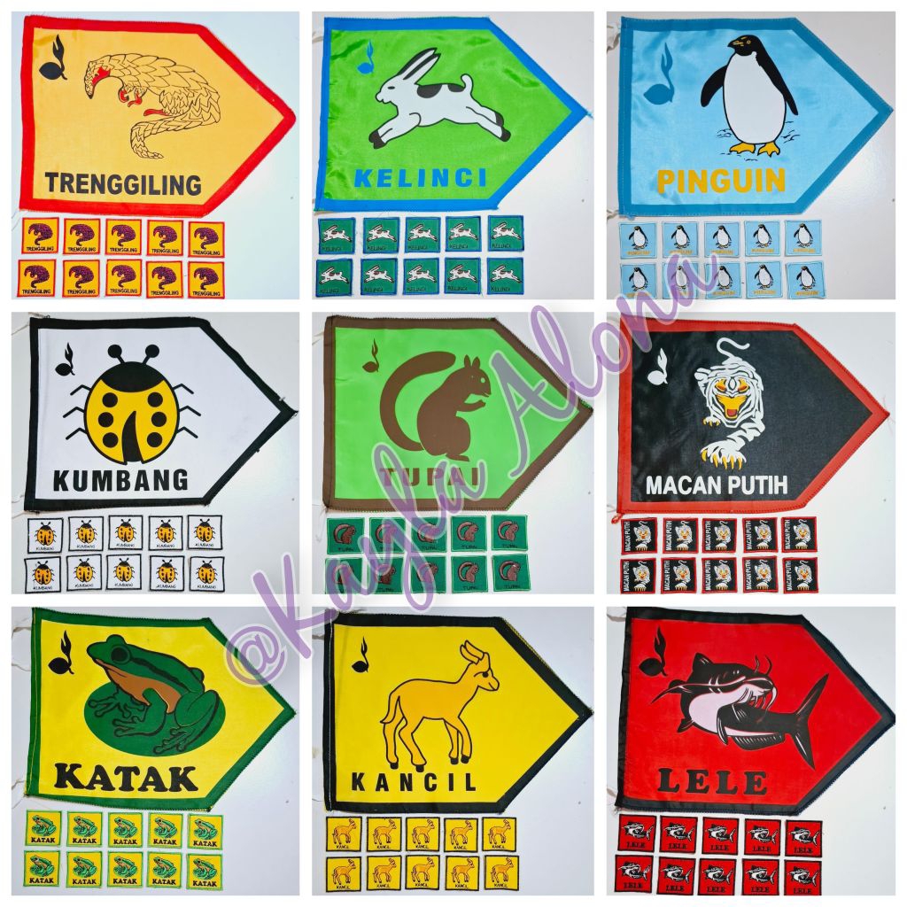 ( 1 Paket : isi 10 Bet Regu Hewan + 1 Bendera Logo Regu ) Regu Pramuka Nama Nama Hewan untuk Putra (