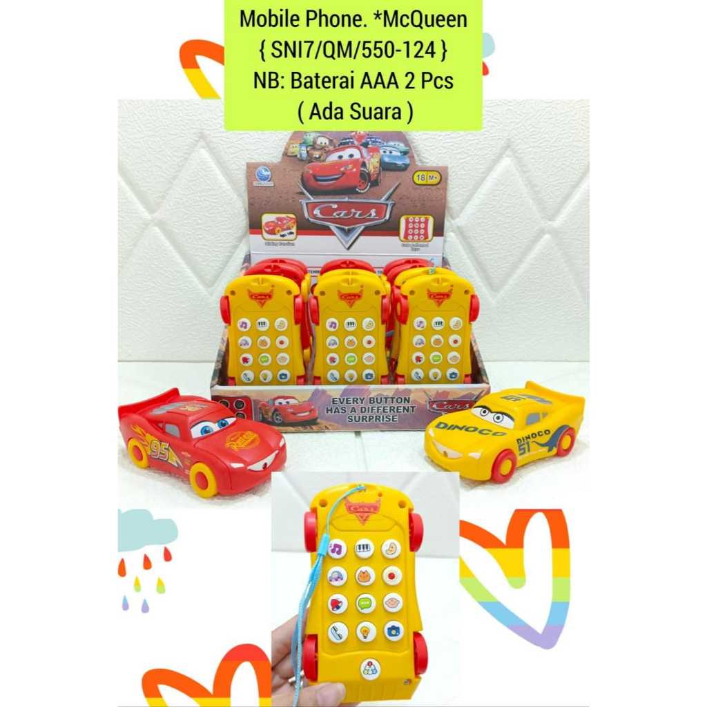 Promo Mainan Mobil HP Mcqueen Bisa Nyala Isi 12 - Mainan Unik Bentuk HP dan Mobil Keren