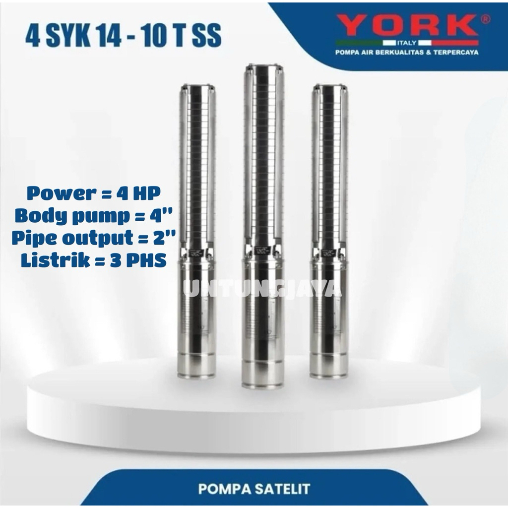 POMPA SUBMERSIBLE YORK 4 SYK 14-10 TSS 3 PHASE 4 HP // POMPA CELUP YORK 4SYK 14-10 SS 3PHASE 4 HP //