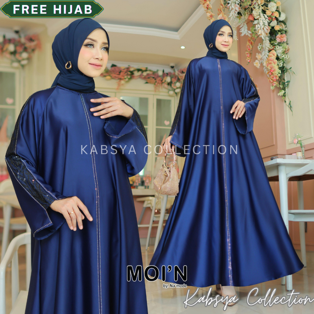 Instant COD - Abaya Elegan Mewah Berpayet Dinar Abaya Saudi Bahan Bamboo Silk / Abaya Ka'Mess / Gami