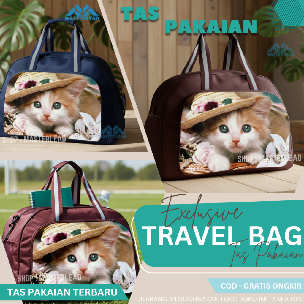 Tas pakaian motif Karakter Kucing / TAS TRAVEL TAS KOPER JINJING PAKAIAN ELLE /tas cewek/tas wanita