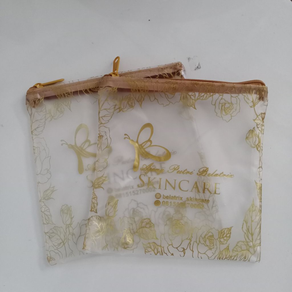 Pouch Kosmetik transparan resleting custom 25 x 17