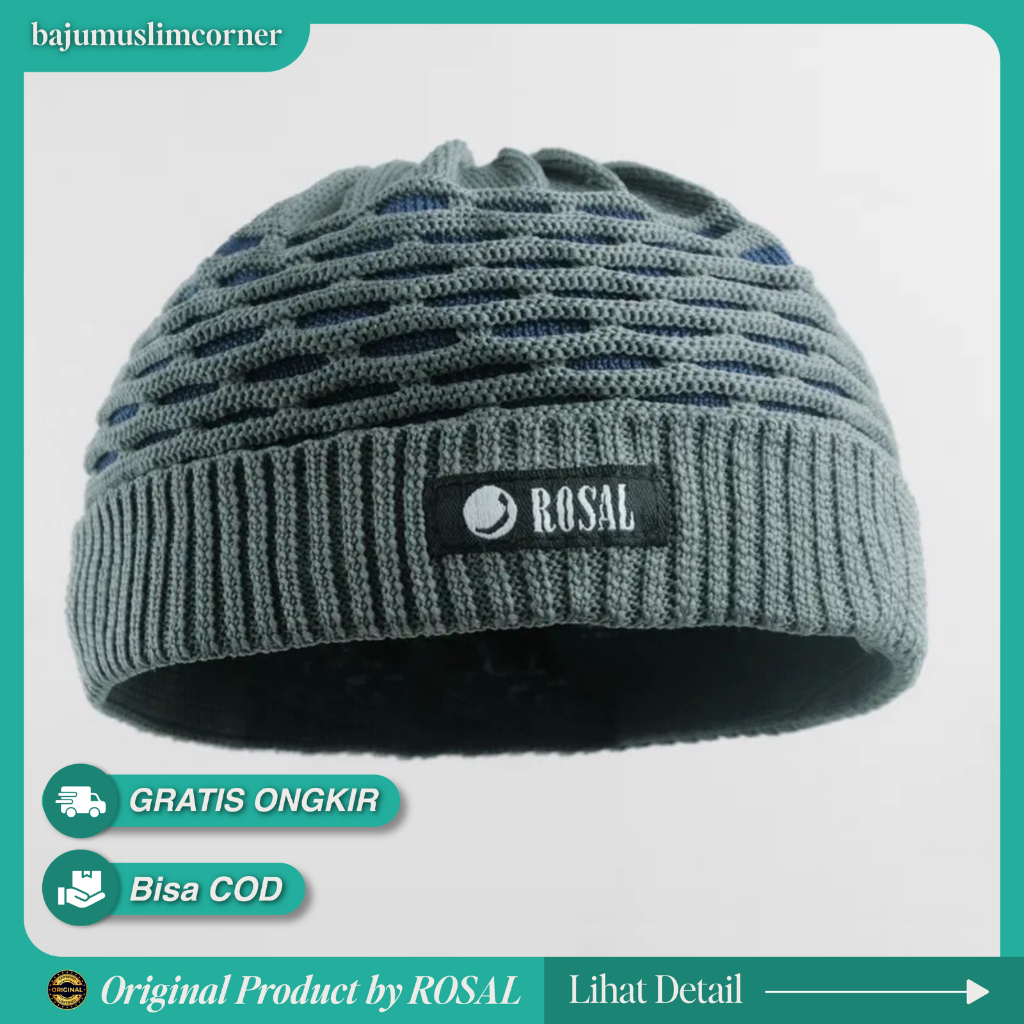 Beanie Sarwon ROSAL Peci Rajut Dewasa Topi Kupluk Sholat Bahan Wol