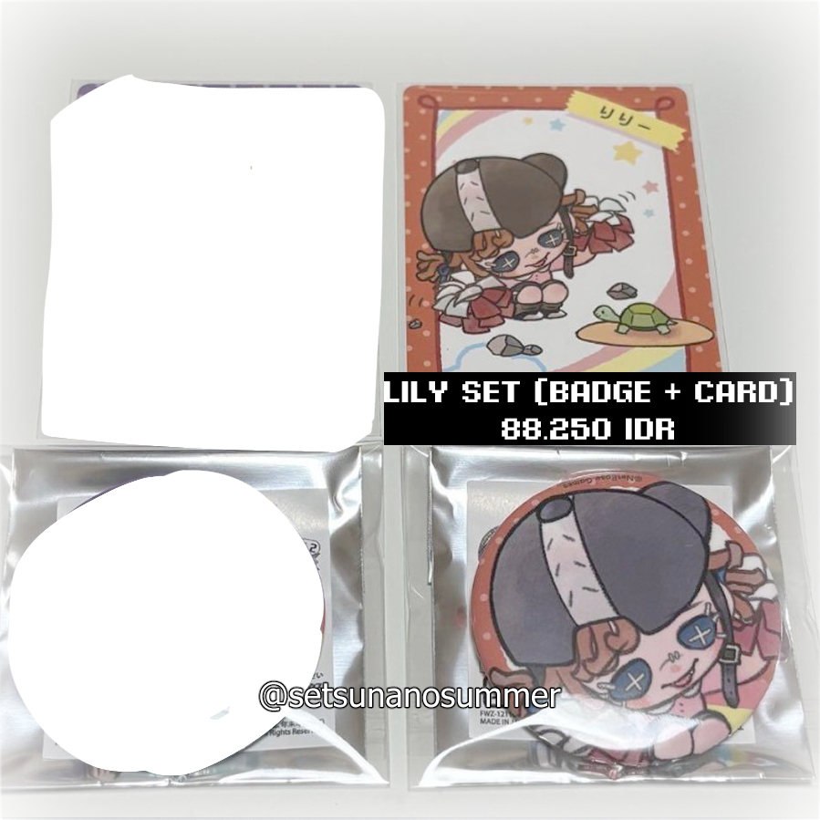 Idv Identity V Kindergarten series Lily set [Pin badge + Trading card]