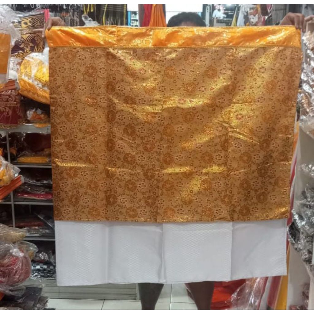 wastra pelinggih putih kuning dinensi