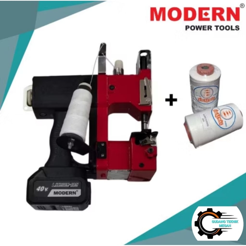 MODERN Paket Mesin Jahit Karung Baterai M 9350 + Benang Jahit Karung Tiga Emas