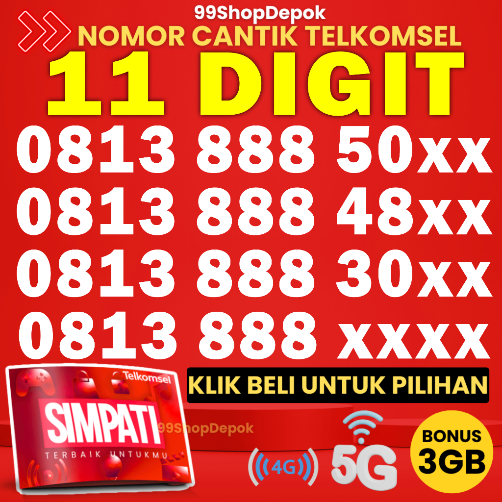 Kartu Perdana Nomor Cantik Telkomsel Simpati 11 Digit - Nomer Cantik Telkomsel 11 Digit - No Cantik 
