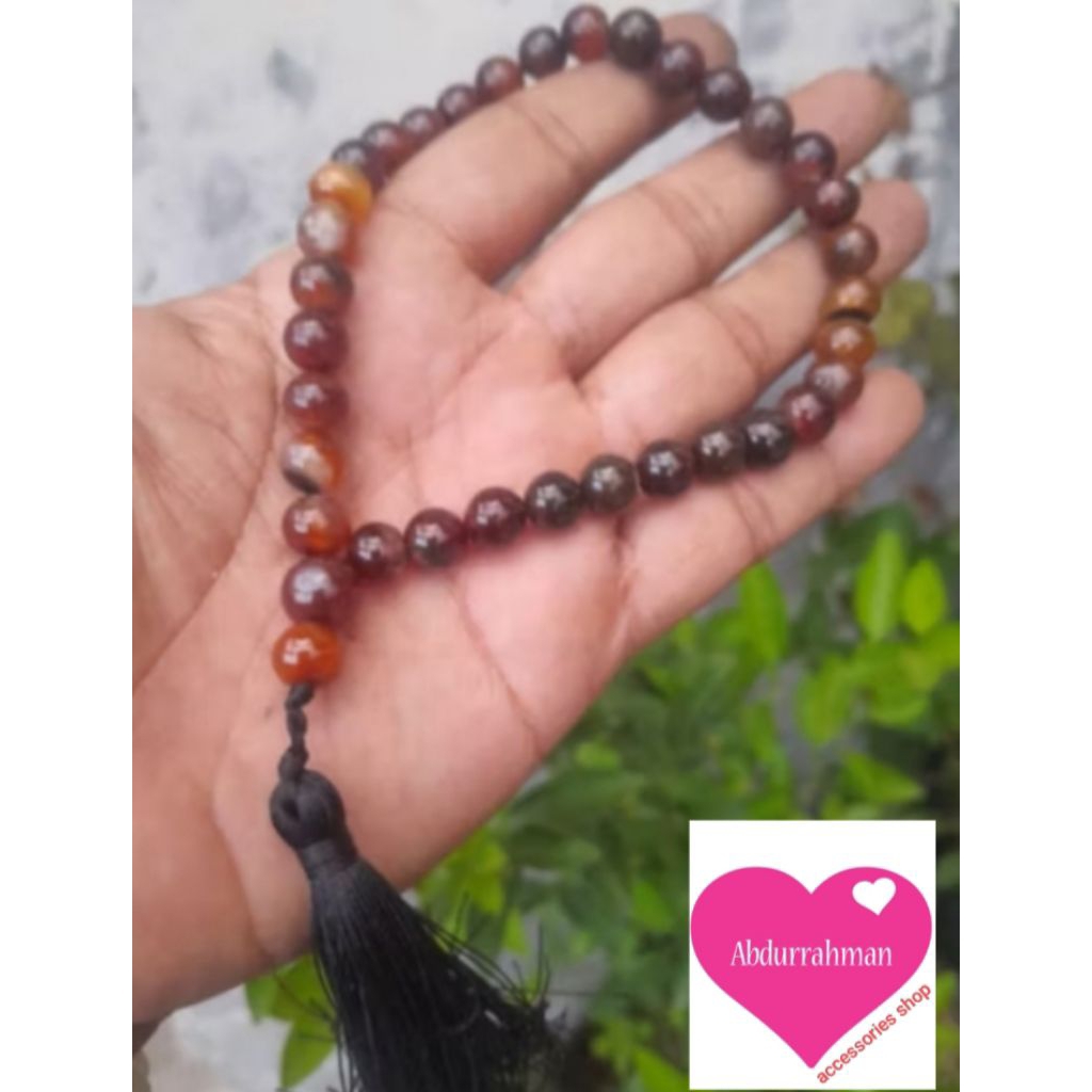 TASBIH BATU YAMAN MADU 8mm/33 BUTIR ORIGINAL BATU ASLI