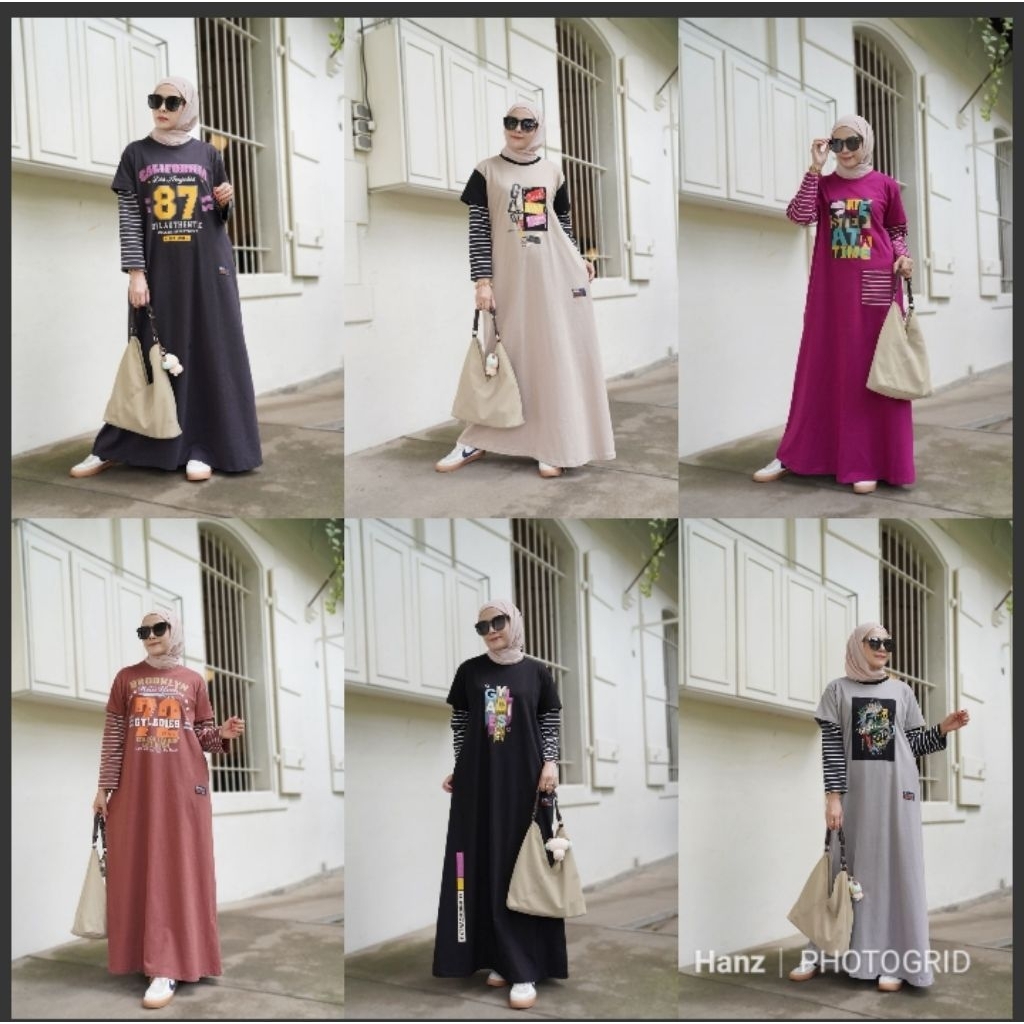 Gamis Kaos Terbaru By GYL AUTHENTIC Original Seri Lengan Salur