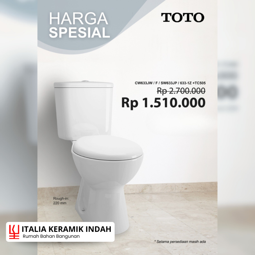 TOTO CLOSET DUDUK SET CW633JW / F / SW633JP / 633-1Z + TC505