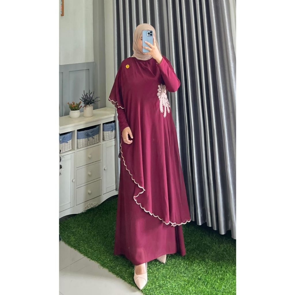 Diskont {Meisya} Dres Eldira Baju Kurung Kondangan Dengan Bordir Premium Elegan