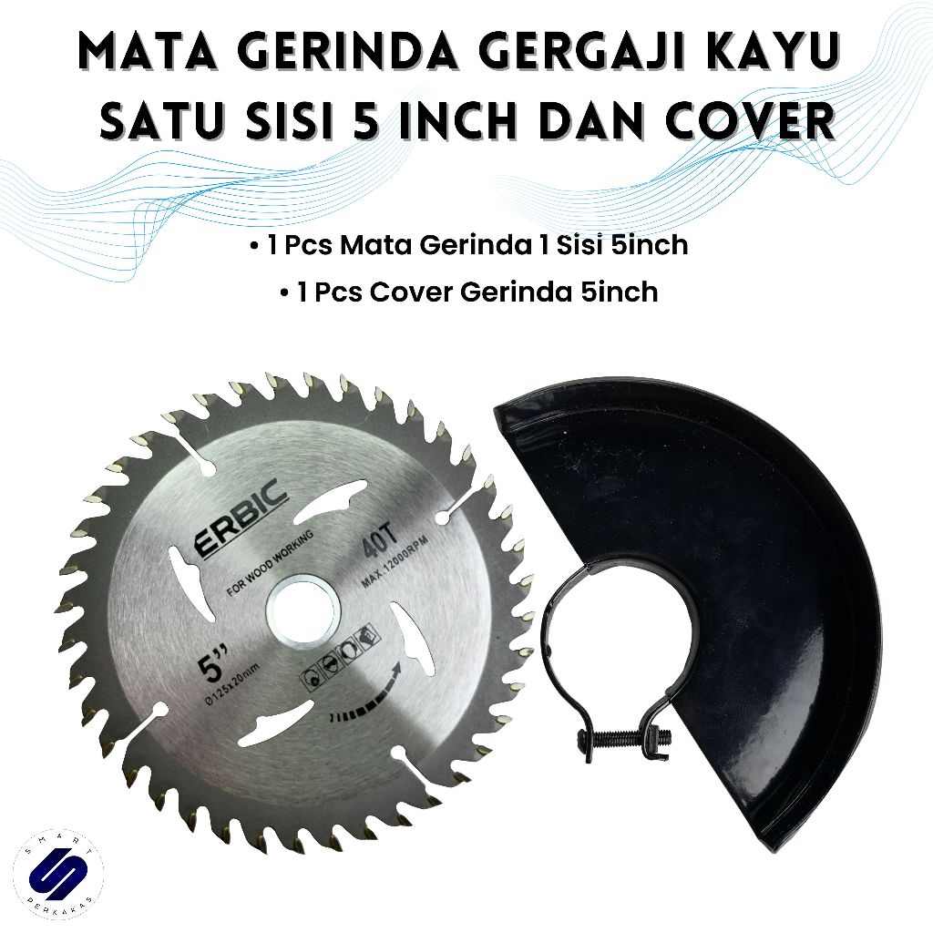 Cover Mata Gerinda dan Mata Gerinda Gergaji Kayu 1 Sisi 5 inch