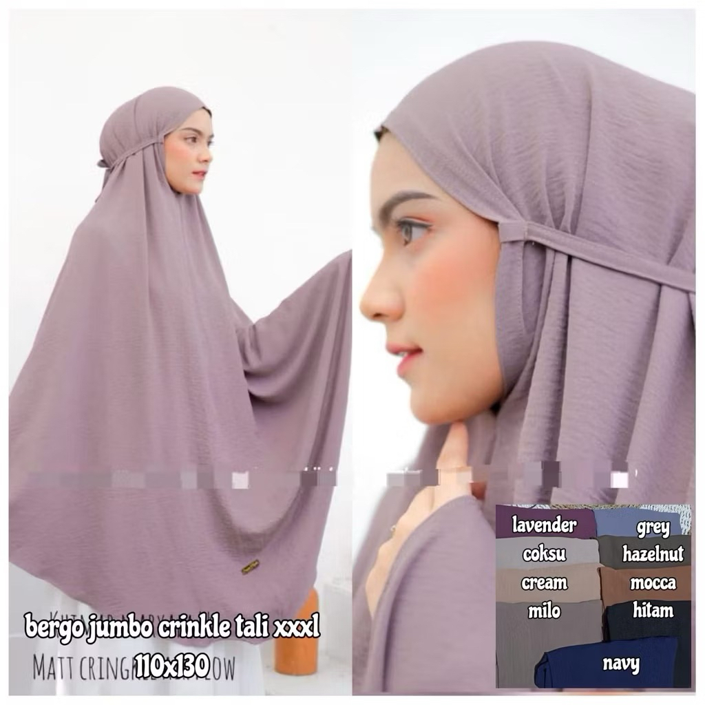 JILBAB BERGO TALI CRINKLE JUMBO SYARI&ELEGANT