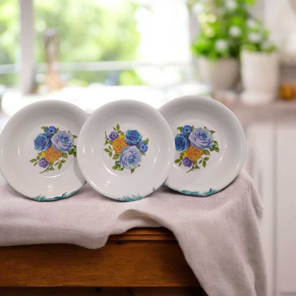 Piring Makan Melamin 9 Inch - Piring Cekung - Piring Melamin Motif Bunga