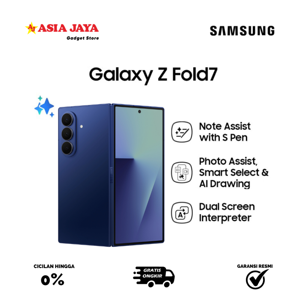 Samsung Galaxy Z Fold7 5G Ram 12/256GB Online Exclusive - Mint | Smartphone AI | Hp Lipat Tipis | Ka