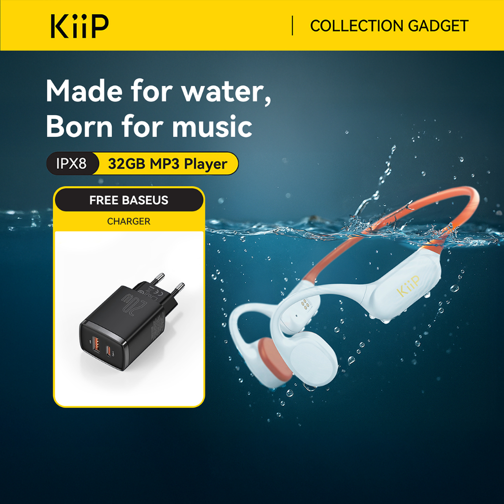 KiiP DTS11 Bone Conduction IPX8 Headset Bluetooth Open Ear Renang Gym With Memory 32GB