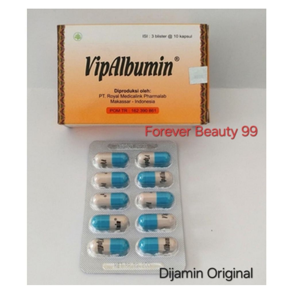 VipAlbumin isi 30 kapsul (3 blister @ 10 kapsul ) - Vip Albumin ekstrak ikan gabus - BPOM