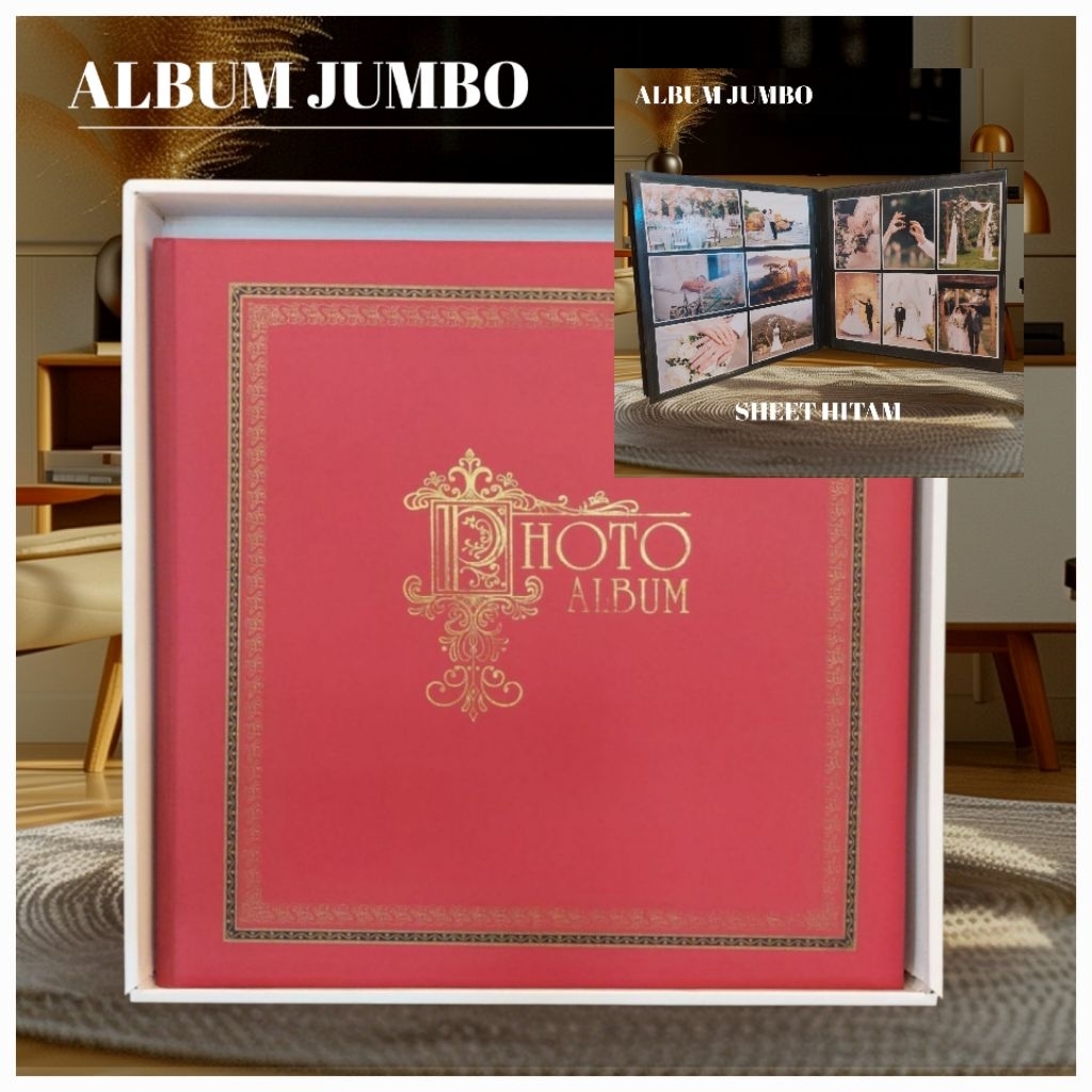 Pake BOX Album Foto  Photograph  Wedding Tempel Hardcover Sheet Putih Muat 120 Photo 4R