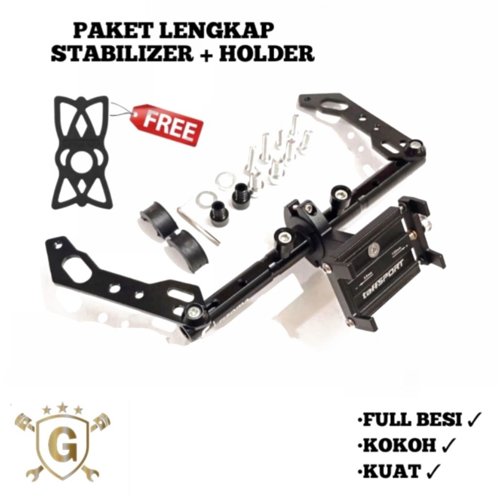 Holder HP Motor Full Besi Original Paket Lengkap Plus Stabilizer Multifungsi Antar Spion Motor Nmax,