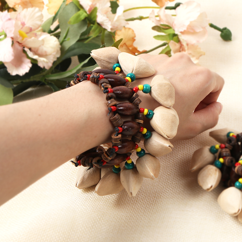 Gelang cangkang kerang dan kacang, lonceng tangan, alat musik etnik angin untuk drum Djembe Afrika, 